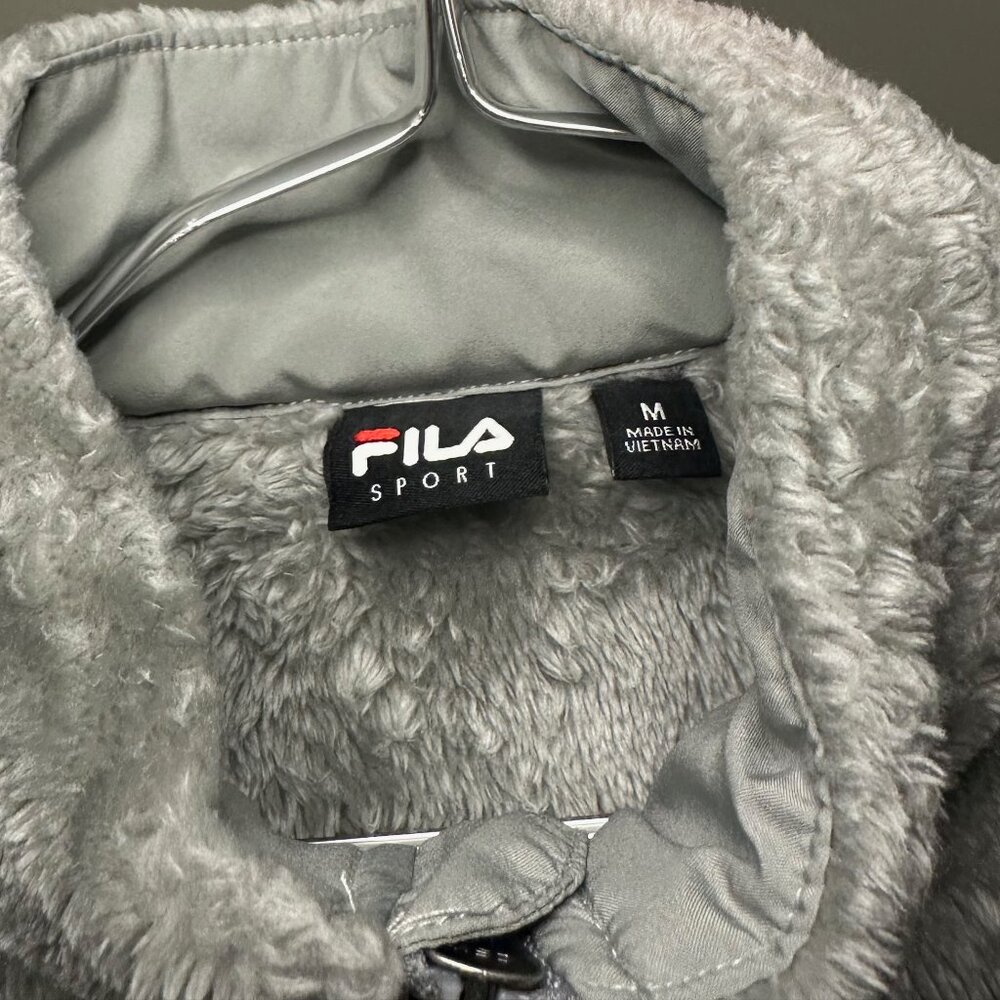 Fila Faux Fur Fleece Full Zip Jacket Gray Size M - Picture 12 of 12